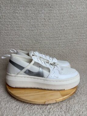 Nike Shoes Womens 9 Court Vista Alta TXT White Metallic Silver Sneakers